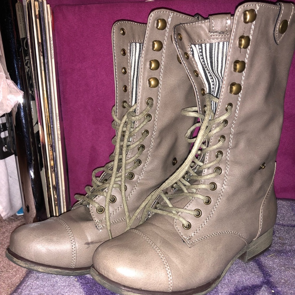 Grey combat boots